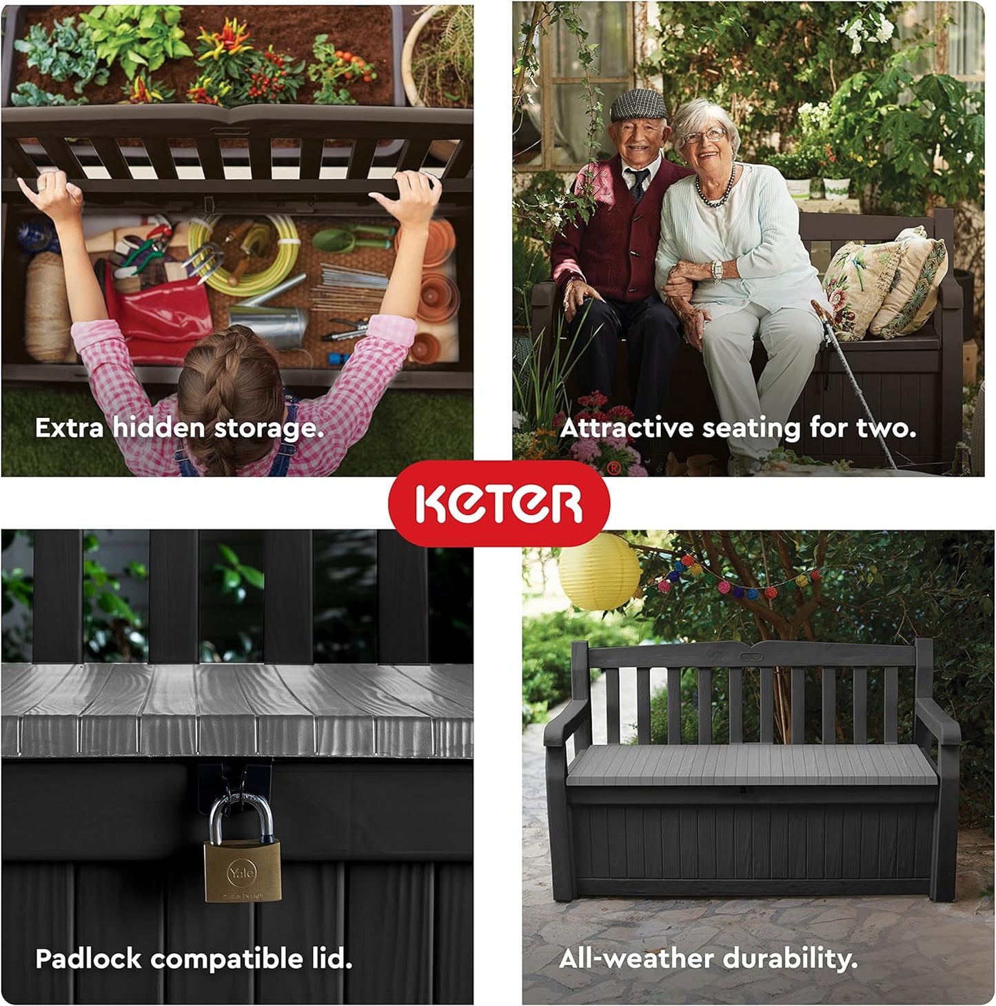 PRE ORDER: JUNE. - Keter Eden 265L Storage Bench- Dark Grey