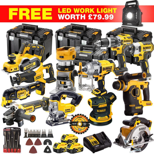 Dewalt DCKT4T13WLF 18V XR 13 Piece Power Tool Kit with 3 x 5.0Ah Batteries, Accessories Set & Toughsystem Box