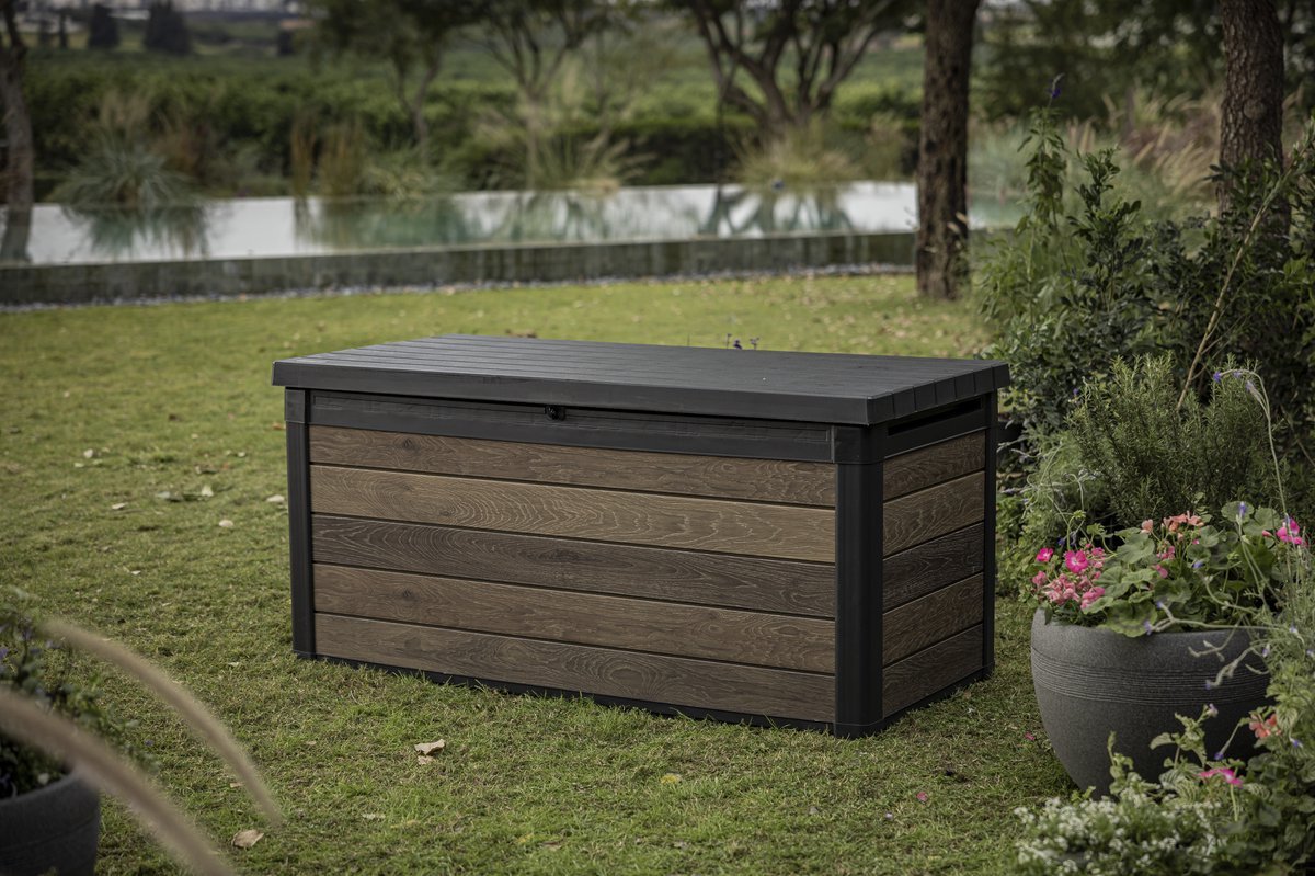 Keter Signature 570L Storage Box - Walnut Look