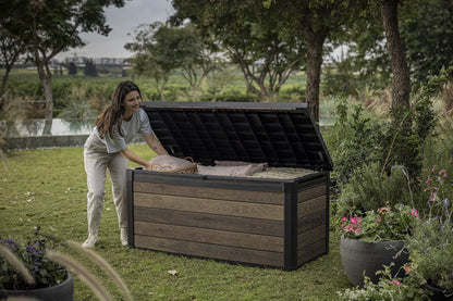 Keter Signature 570L Storage Box - Walnut Look