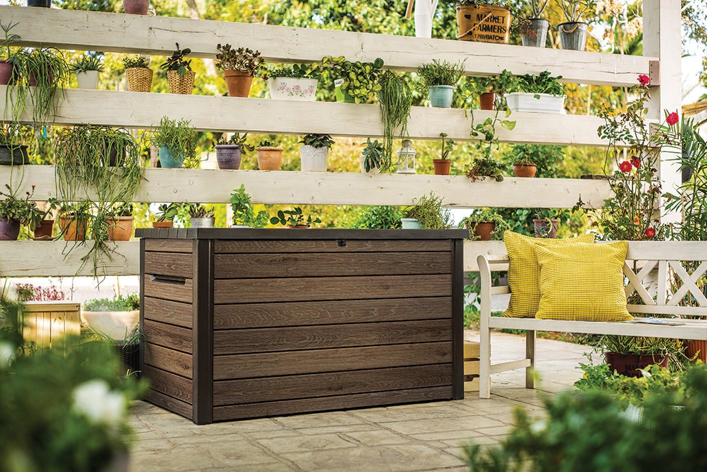 Keter Signature 870L Storage Box - Walnut Look