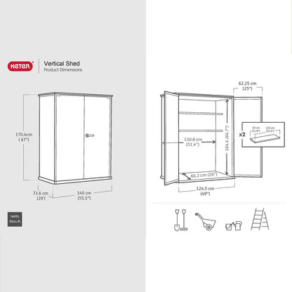 Keter Signature Vertical Shed - Ashwood Look