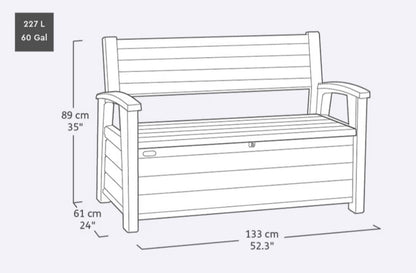 Keter Signature 227L Storage Bench - Walnut Look