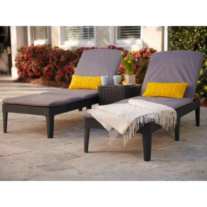 Keter Jaipur Outdoor Sun Lounger with Cushion - 2 Pack