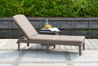 Keter Jaipur Outdoor Sun Lounger with Cushion - Cappuccino - 2 Pack