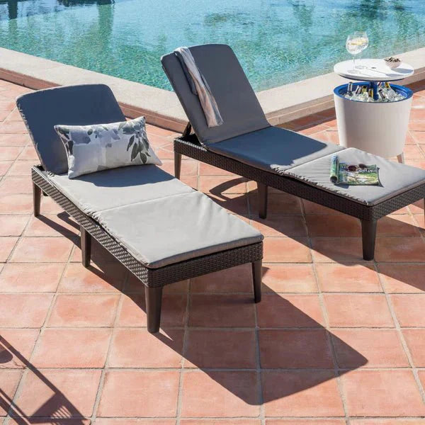 Keter Jaipur Outdoor Sun Lounger with Cushion - 2 Pack