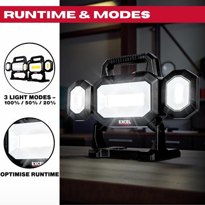 Excel 18V LED Work Light 5000 Lumens with Multi-Brand Battery Compatiblity