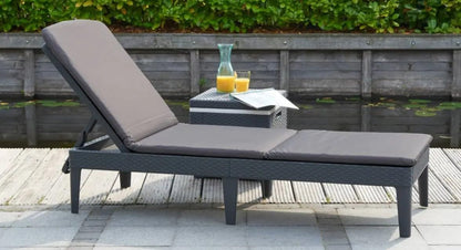 Keter Jaipur Outdoor Sun Lounger with Cushion - 2 Pack