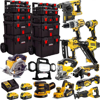 Dewalt 18V 13 Piece Power Tool Kit with 3 x 5.0Ah Batteries & Trolley Toolbox