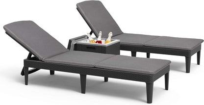 Keter Jaipur Outdoor Sun Lounger with Cushion - 2 Pack