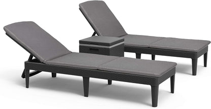 Keter Jaipur Outdoor Sun Lounger with Cushion - 2 Pack