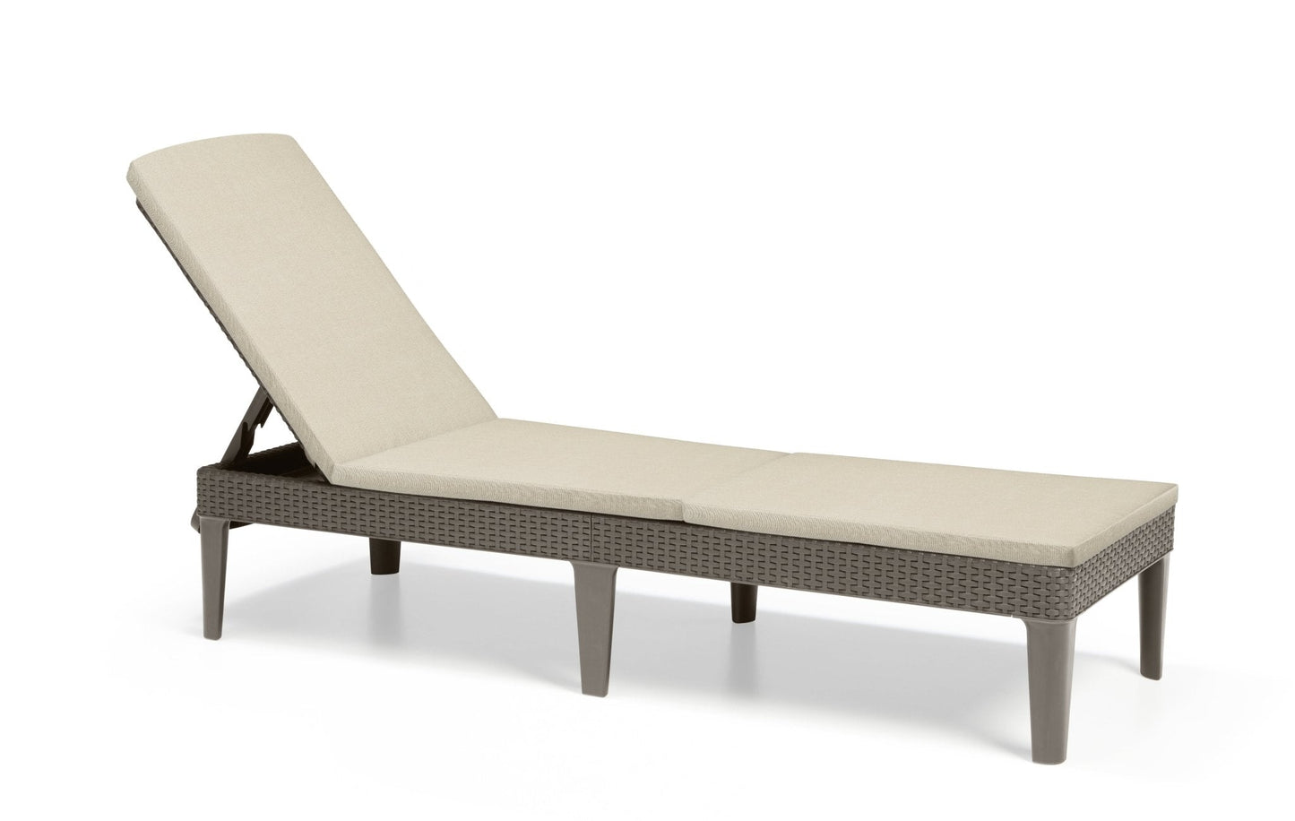 Keter Jaipur Outdoor Sun Lounger with Cushion - Cappuccino - 2 Pack