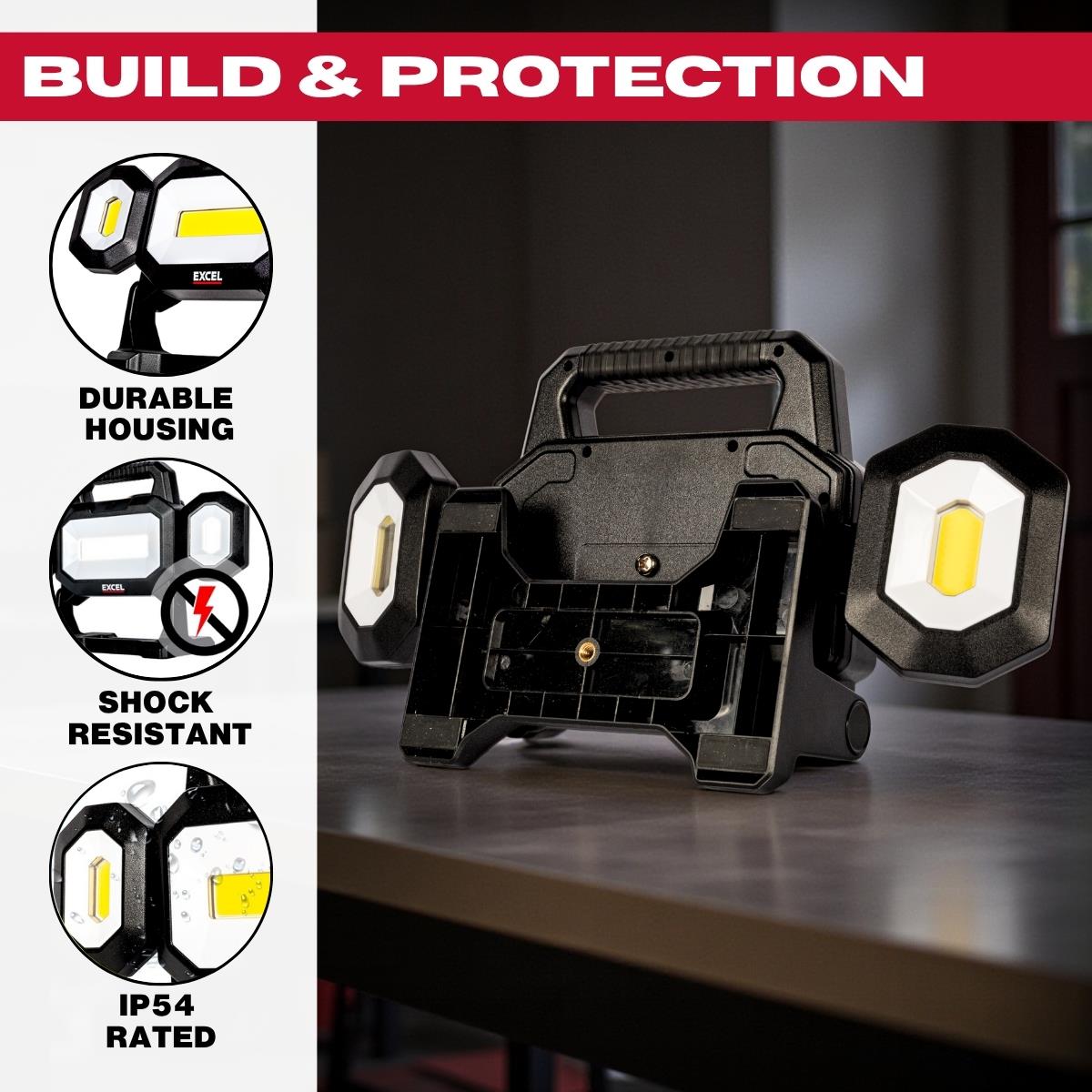Excel 18V LED Work Light 5000 Lumens with Multi-Brand Battery Compatiblity
