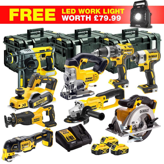 Dewalt DCKT4T10WLF 18V XR 10 Piece Power Tool Kit with 3 x 5.0Ah Batteries & Toughsystem Box
