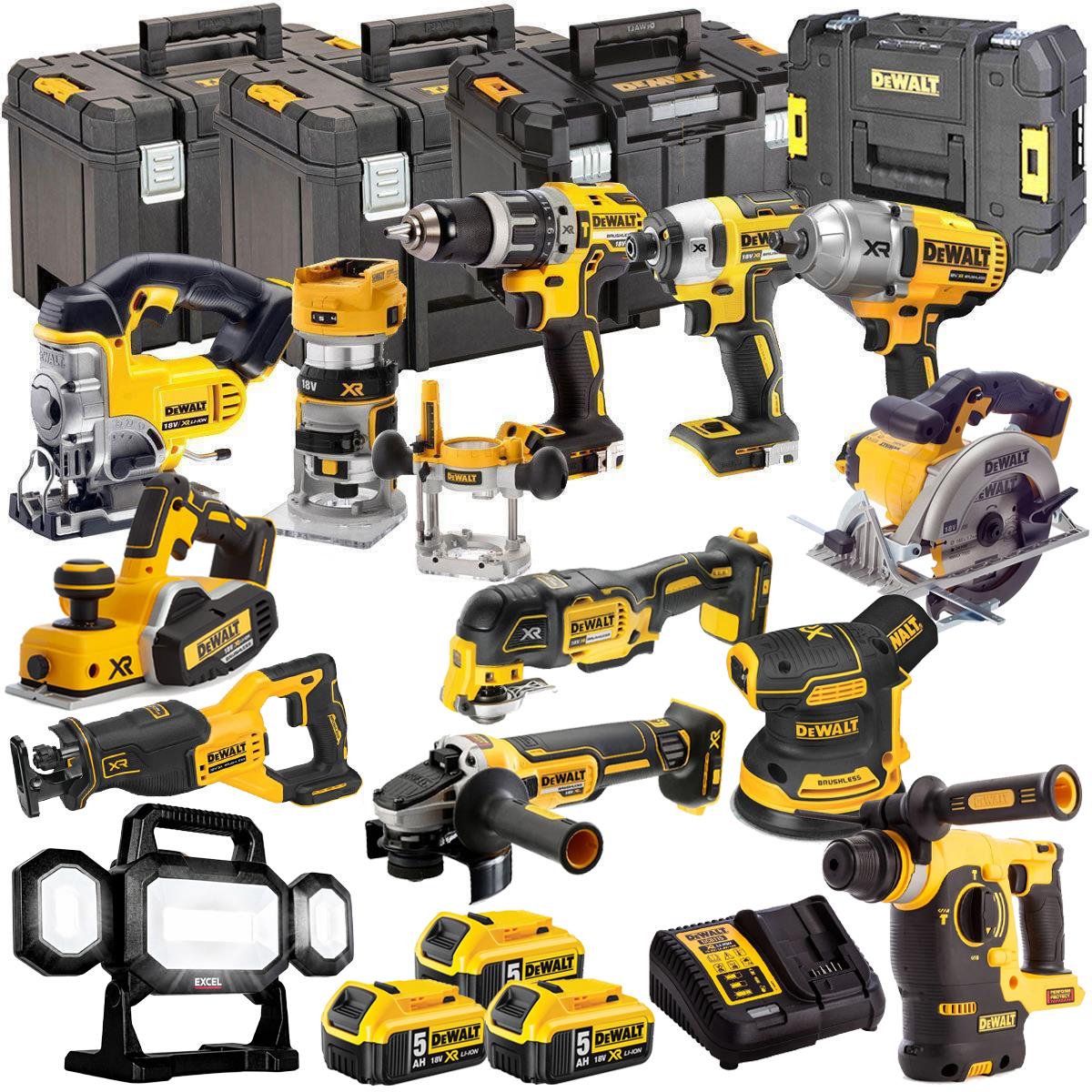 Dewalt 18V 13 Piece Power Tool Kit with 3 x 5.0Ah Batteries T4TKIT-487