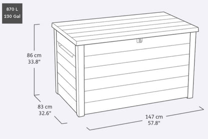 Keter Signature 870L Storage Box - Walnut Look