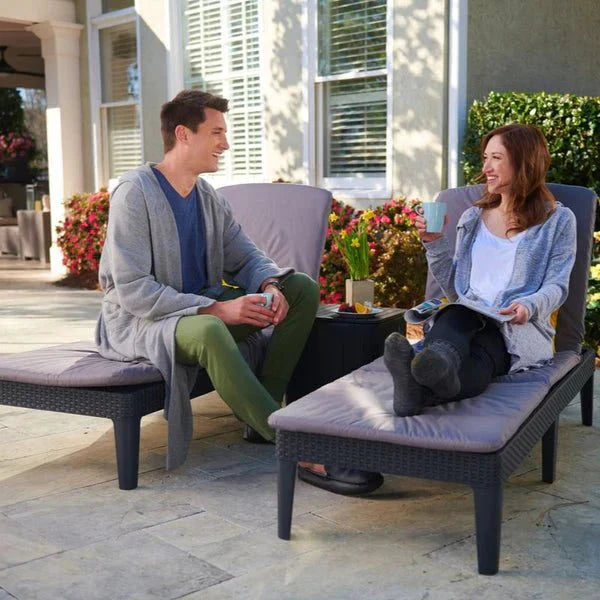 Keter Jaipur Outdoor Sun Lounger with Cushion - 2 Pack