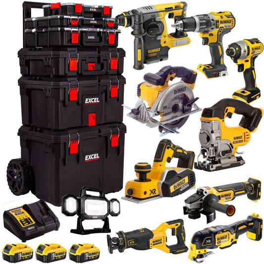 Dewalt DCKT4T10P4 18V 3 x 5.0Ah Batteries XR Li-Ion 10 Piece & Trolley Toolbox
