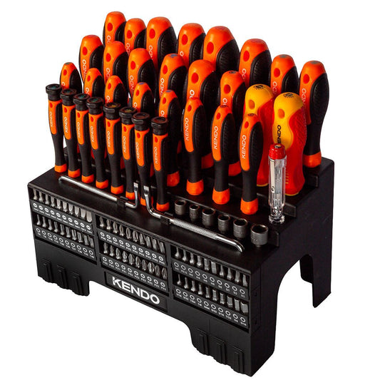 Kendo 101 Piece Screwdriver Bit & Socket Set with Bench Organiser Stand Multi Drive Tool Station