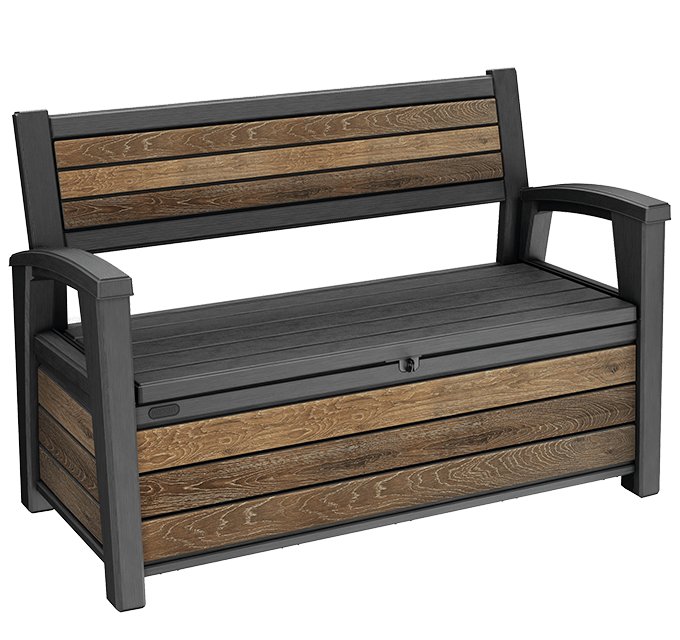 Keter Signature 227L Storage Bench - Walnut Look