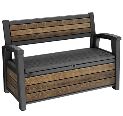 Keter Signature 227L Storage Bench - Walnut Look