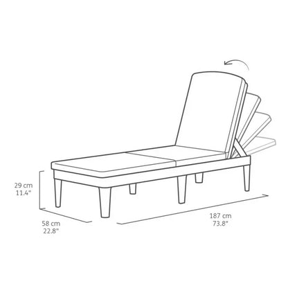 Keter Jaipur Outdoor Sun Lounger with Cushion - Cappuccino - 2 Pack