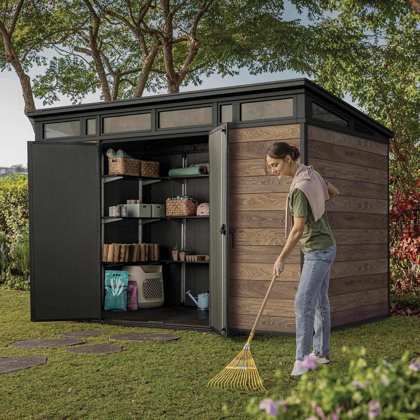 Keter Signature Pent 11x7 Shed - Walnut Look (3.4 x 2.2m)