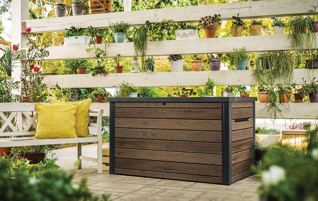 Keter Signature 870L Storage Box - Walnut Look