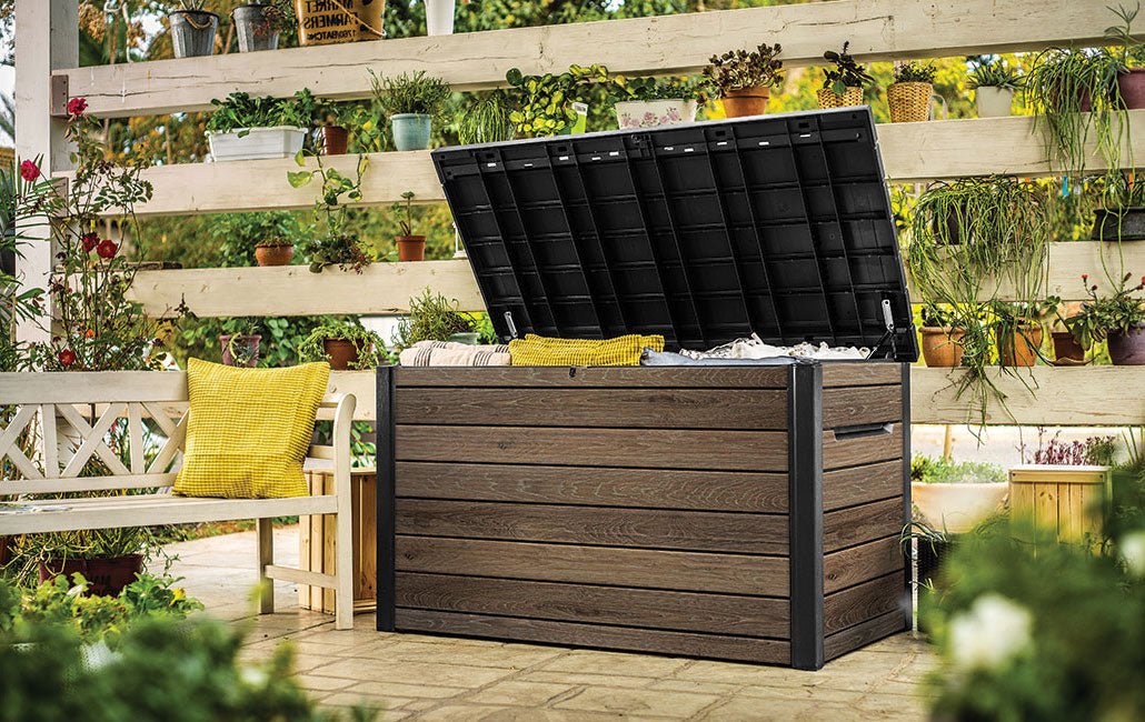 Keter Signature 870L Storage Box - Walnut Look