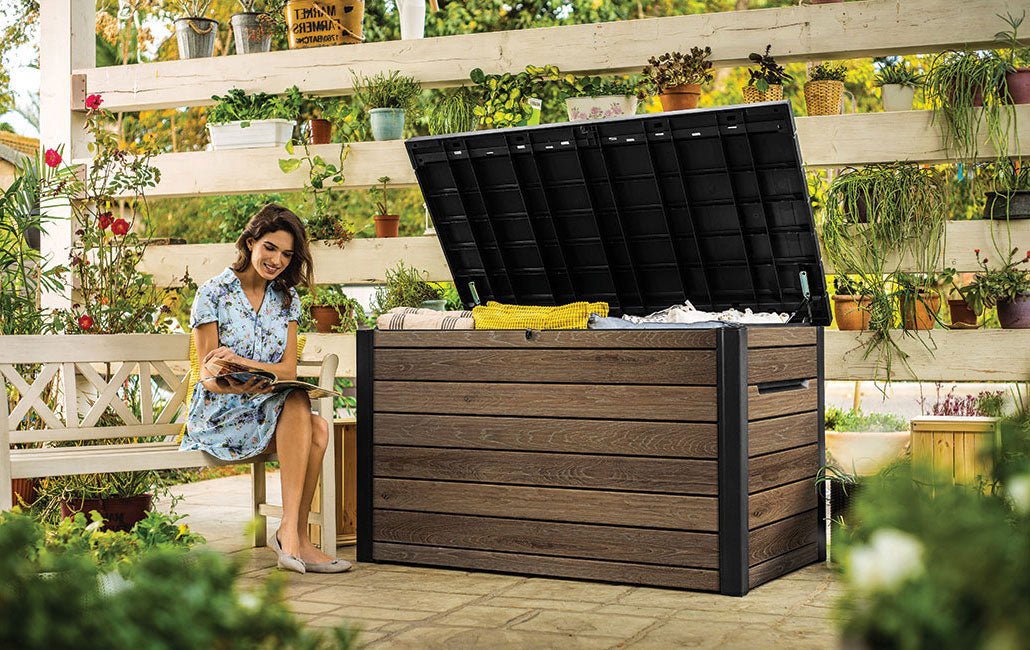 Keter Signature 870L Storage Box - Walnut Look