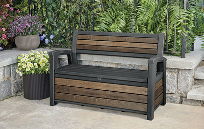Keter Signature 227L Storage Bench - Walnut Look