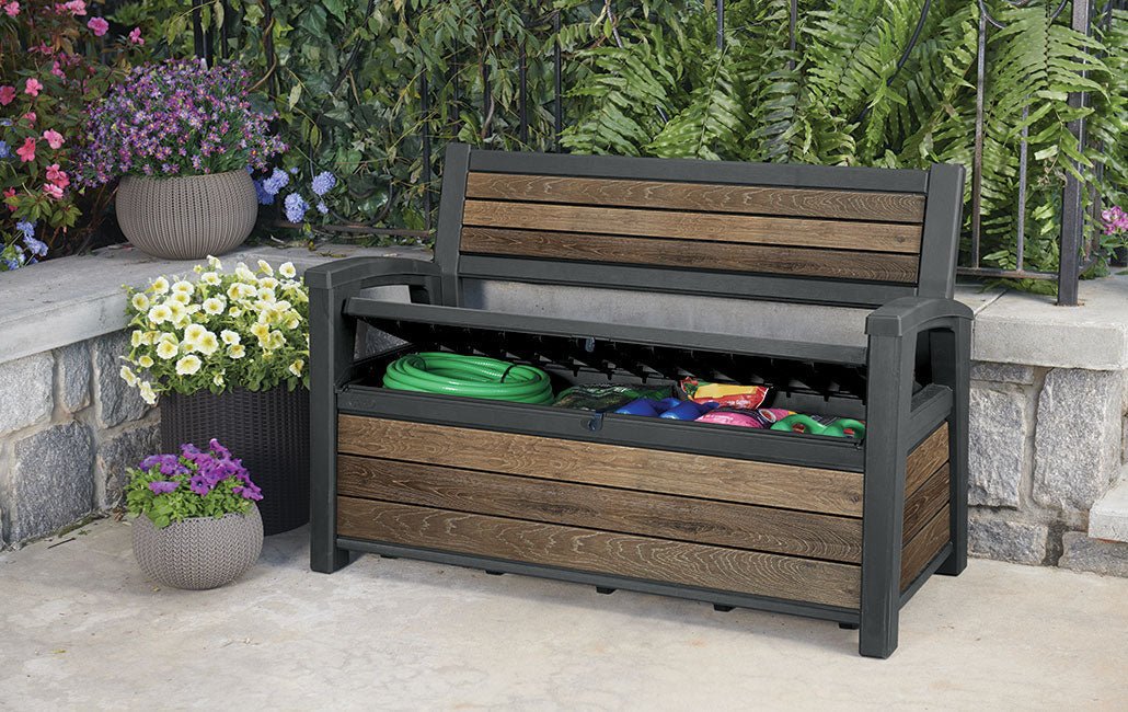Keter Signature 227L Storage Bench - Walnut Look