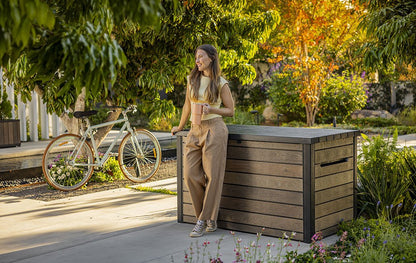 Keter Signature 870L Storage Box - Walnut Look