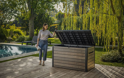 Keter Signature 870L Storage Box - Walnut Look