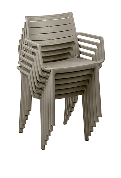 Keter Metaline Metal Look Dining Chair: Cappuccino- 6 Pack