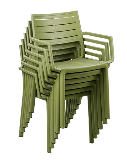 PRE ORDER: SEP. - Keter Metaline Metal Look Dining Chair: Green - 6 Pack
