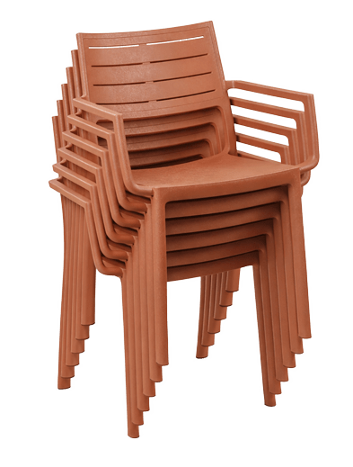 PRE ORDER: SEP. - Keter Metaline Metal Look Dining Chair: Terracotta - 6 Pack