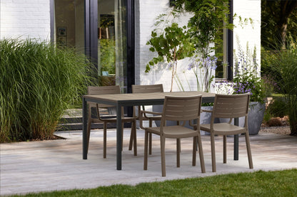 Keter Metaline Metal Look Dining Chair: Cappuccino- 6 Pack