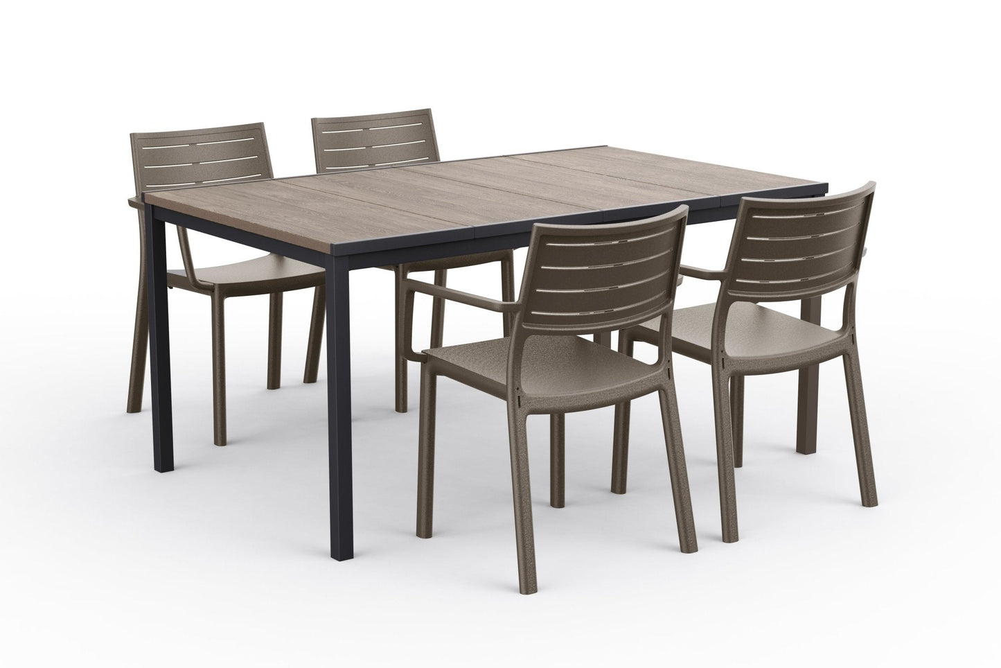 Keter Metaline Metal Look Dining Chair: Cappuccino- 6 Pack