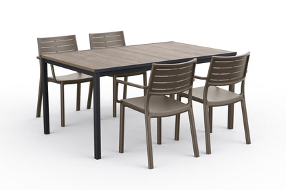 Keter Metaline Metal Look Dining Chair: Cappuccino- 6 Pack