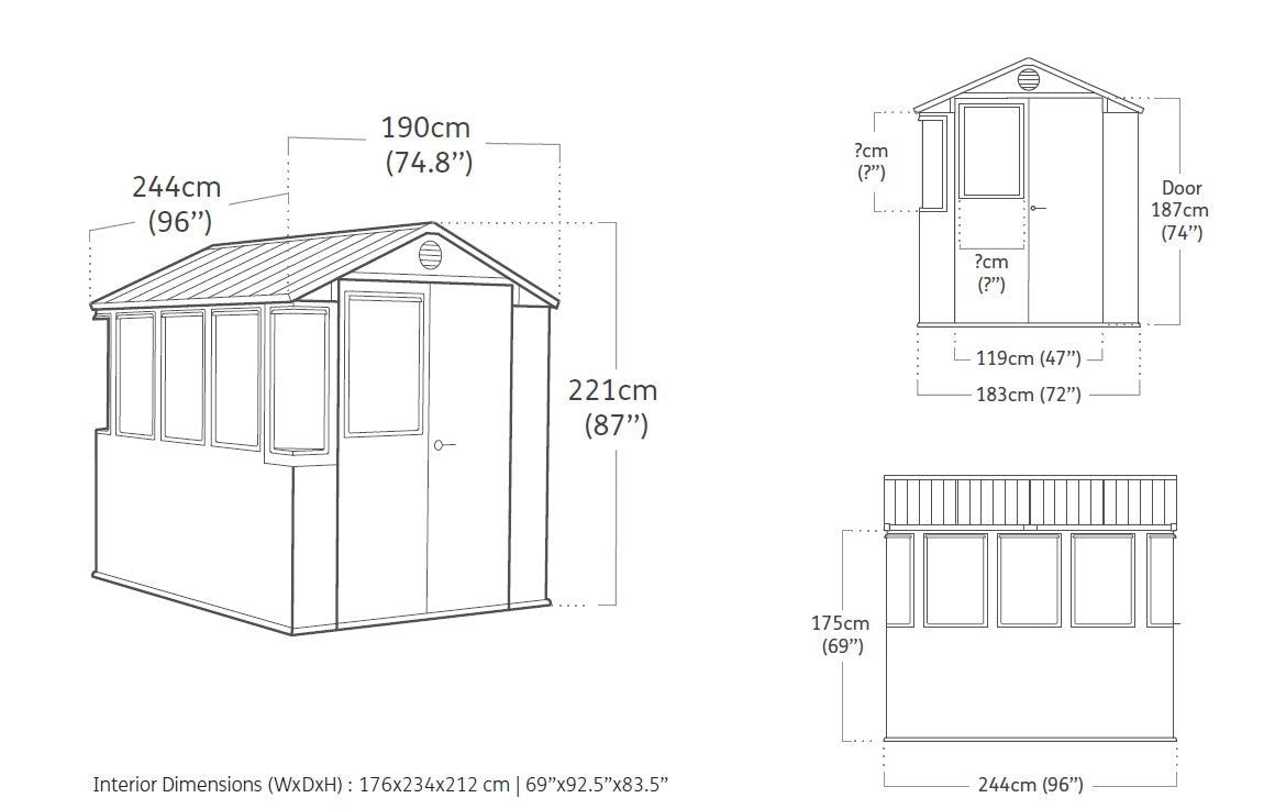 Keter Potting 6x8 Shed - Dark Grey (1.9 x  2.4m)