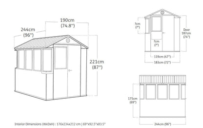 Keter Potting 6x8 Shed - Dark Grey (1.9 x  2.4m)