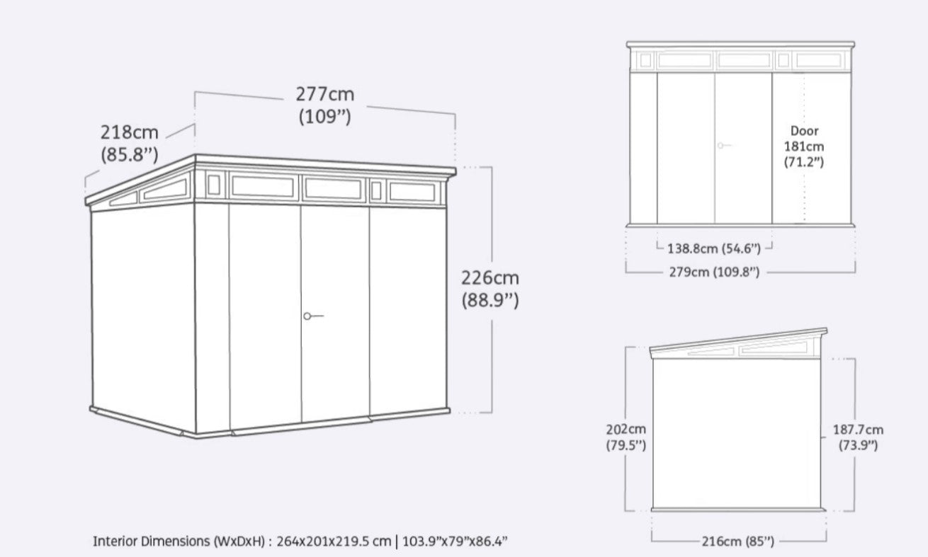 Keter Signature Pent 9x7 Shed - Stormgrey Look (2.8 x 2.2m)