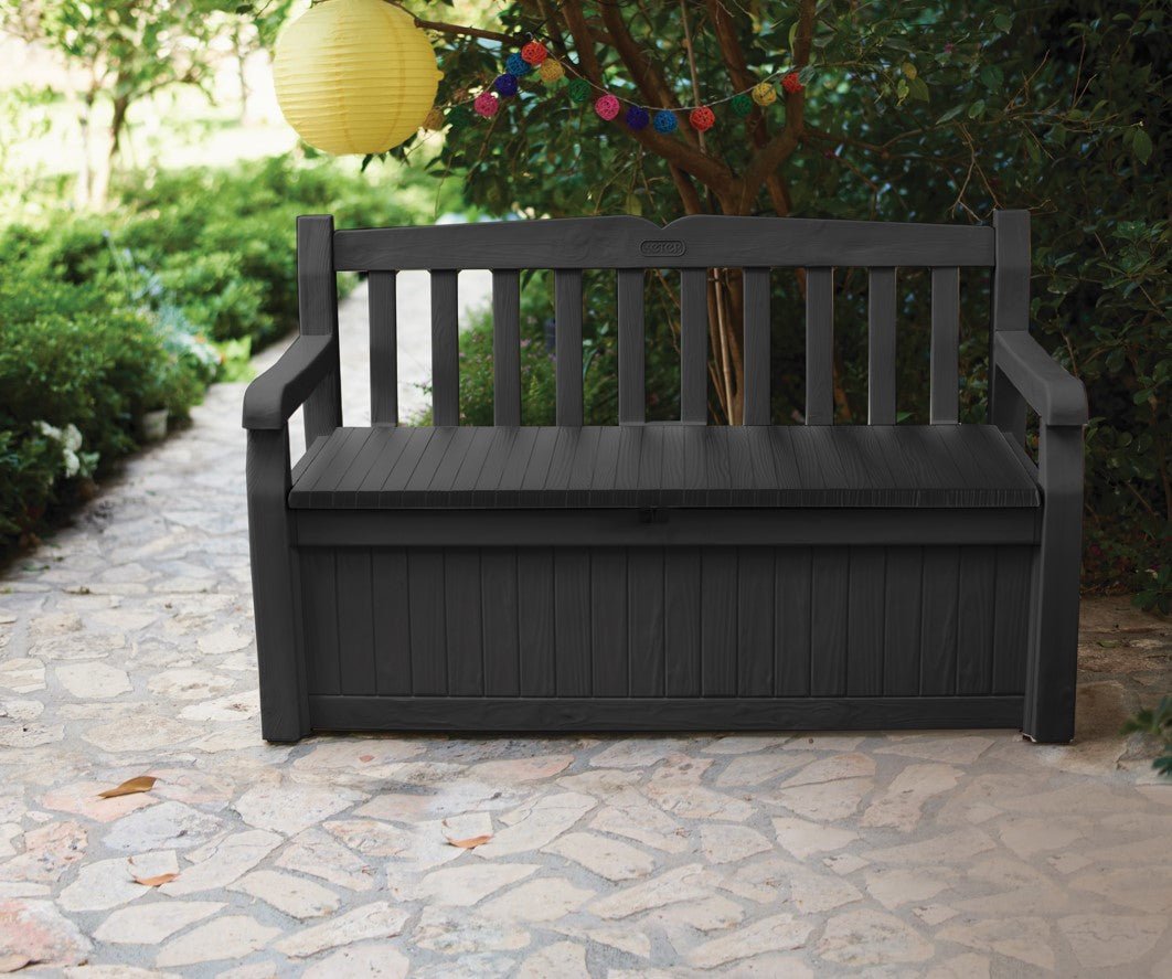 PRE ORDER: JUNE. - Keter Eden 265L Storage Bench- Dark Grey