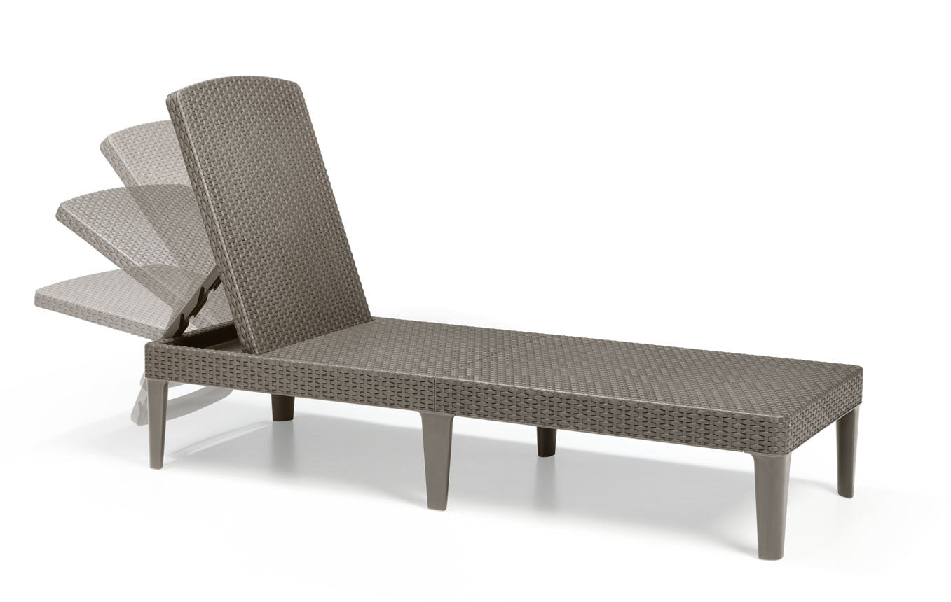 Keter Jaipur Outdoor Sun Lounger with Cushion - Cappuccino - 2 Pack