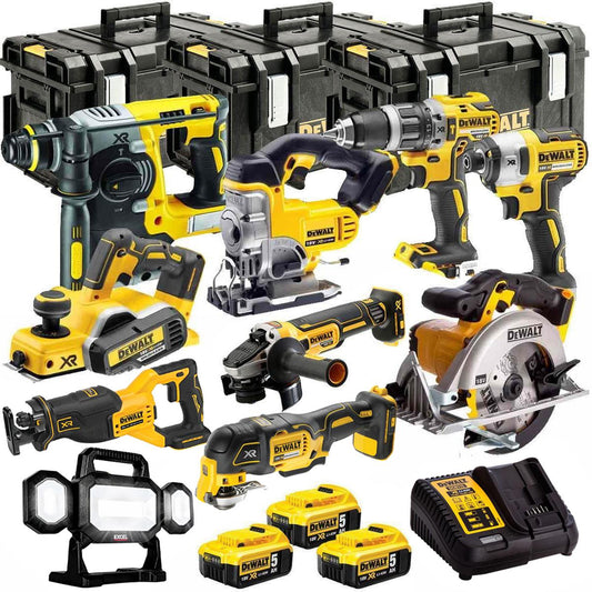 Dewalt DCKT4T10P4 18V XR 10 Piece Power Tool Kit with 3 x 5.0Ah Batteries & Toughsystem Box