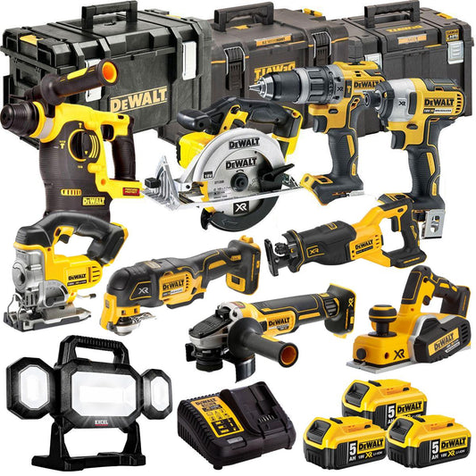 Dewalt DCKT4T10P12 18V XR 10 Piece Power Tool Kit with 3 x 5.0Ah Batteries & Toughsystem Box