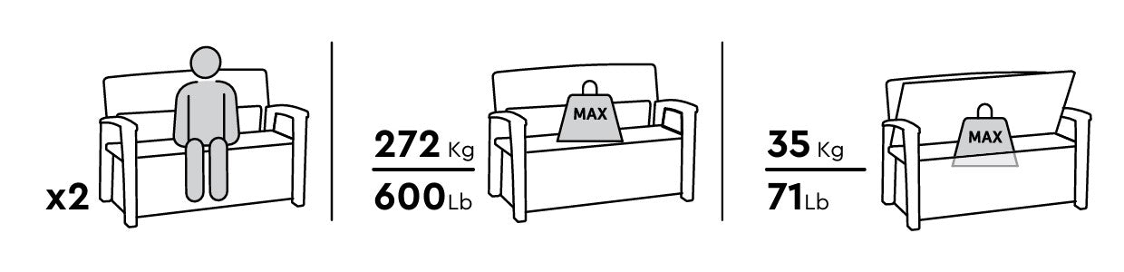 Keter Signature 227L Storage Bench - Walnut Look