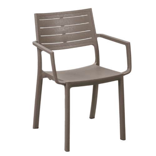 Keter Metaline Metal Look Dining Chair: Cappuccino- 6 Pack