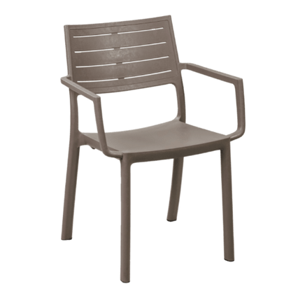 Keter Metaline Metal Look Dining Chair: Cappuccino- 6 Pack